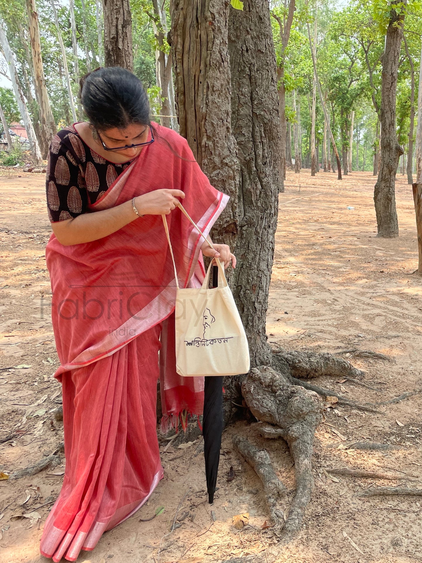 Rabindranath portrait tote bag (hand stich)