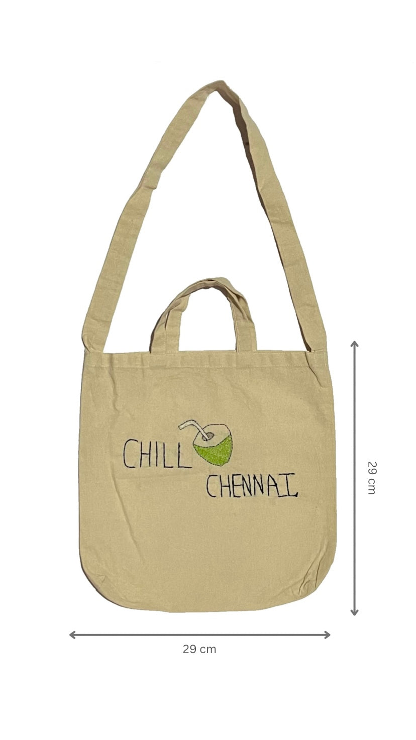 Chill Chennai ( hand stich tote bag)