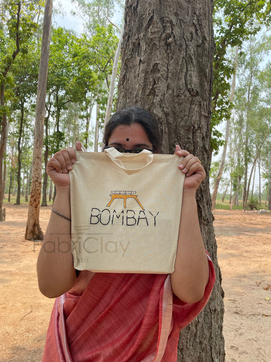 Bombay taxi ( hand stich tote bag)